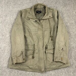 Maxwell Studio Field Jacket Womens L Olive Green Utility Anorak Cargo Coat